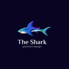 Gradient shark logo design illustration with colorful style design concept
