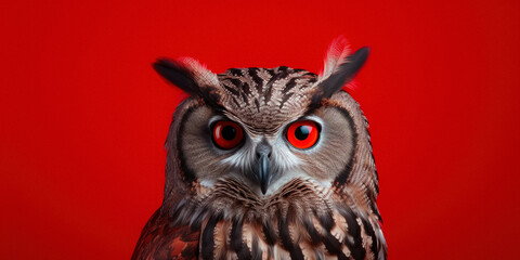 Naklejka premium Photo In The Owl Studio On A Smooth Colored Background Created Using Artificial Intelligence