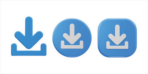 download icon set 3d rendering