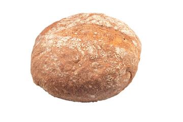 Fototapeta na wymiar Round bread made of wheat and rye flour, isolated on white background, With clipping path for design menu