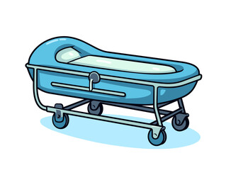 Doodle Pediatric stretcher, cartoon sticker, sketch, vector, Illustration, minimalistic