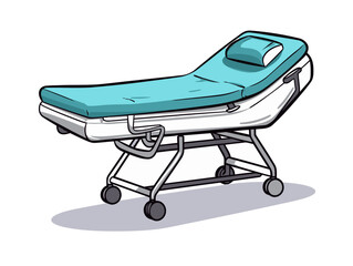 Doodle Pediatric stretcher, cartoon sticker, sketch, vector, Illustration, minimalistic