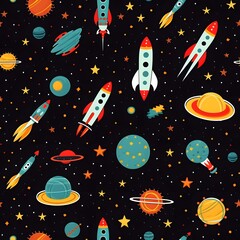 Space seamless pattern background for Kids.
