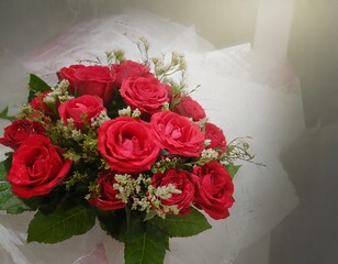赤バラ花束