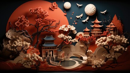 Chinese New Year Concept With Paper , Happy New Year Background, Hd Background
