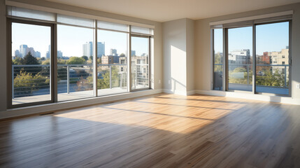 Empty real estate staging room, Upscale apartment with no furniture.