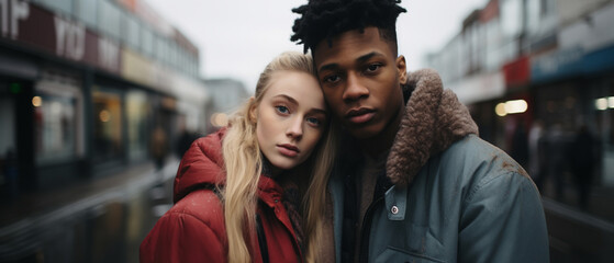 portrait of a interracial couple in the city
