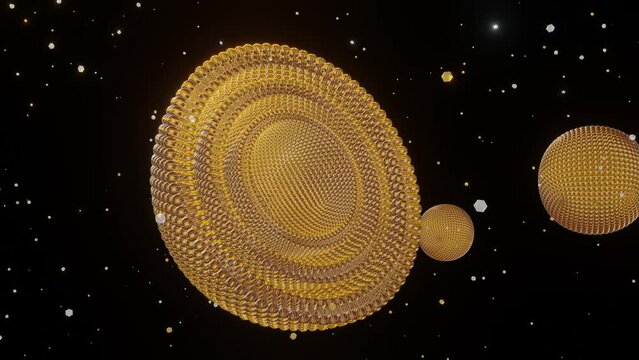 Isolated multi lamellar vesicle or multilayered liposome in the black background 3d rendering