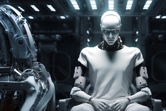 White shirt mockup, cyborg in plain white tshirt, cloting mockups, white tshirt