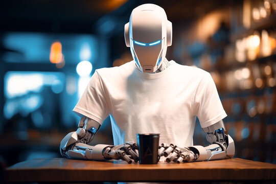 White shirt mockup, cyborg in plain white tshirt, cloting mockups, white tshirt