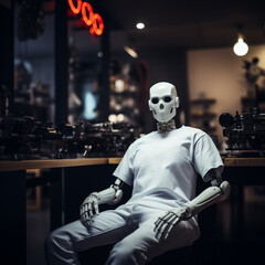 White shirt mockup, cyborg in plain white tshirt, cloting mockups, white tshirt