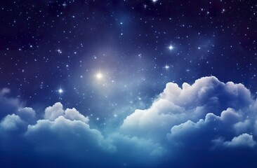 Obraz na płótnie Canvas Space of night sky with clouds and stars.