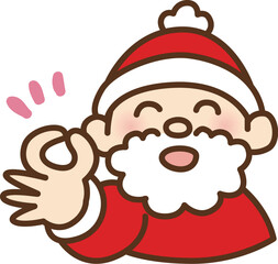 指でOKサインを作るサンタクロースのイラスト
