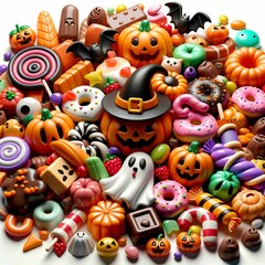 Fototapeta na wymiar piles of Halloween-themed food