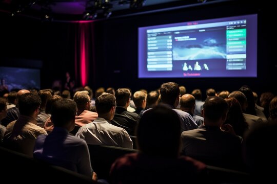 a group of people in a theater