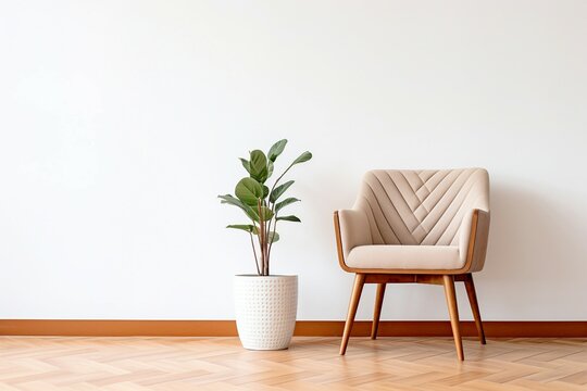 a chair and a plant in a pot
