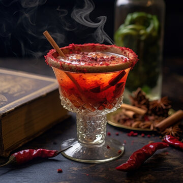 wine in a glass with ice
