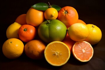citrus fruits in various shades of orange and yellow. Generative AI