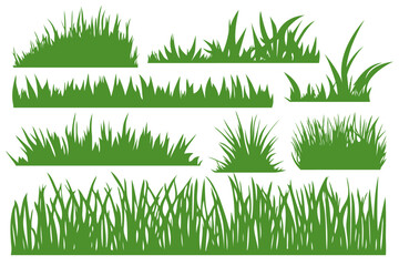Set of vector green grass. - obrazy, fototapety, plakaty