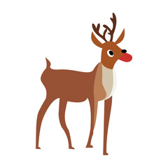 Fototapeta premium Cute Christmas reindeer on white background.