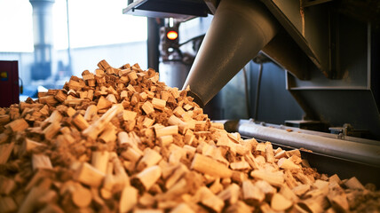 Production of biocombustible biomass wood pellet at the plant.
 - obrazy, fototapety, plakaty