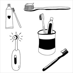 Set of toothbrushes. Doodle