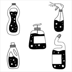 Set of detergents. Doodle