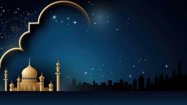 Ramadan Kareem background. Mosque silhouette background, Islamic design greeting card . Generative AI