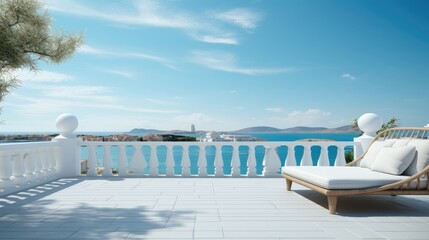 White Sundeck on Sea view for vacation and summer.