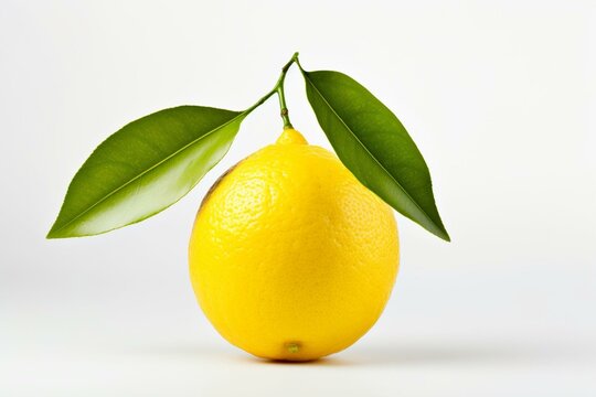Picture of a lemon on a plain white background. Generative AI
