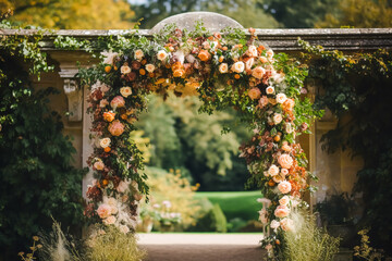 Floral decoration, wedding decor and autumn holiday celebration, autumnal flowers and event decorations in the English countryside garden, country style
