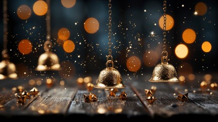 Christmas Background With Cute Bells Elements, Merry Christmas Background , Hd Background - obrazy, fototapety, plakaty