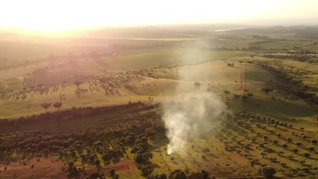 Alentejo sunset drone shot in Portugal