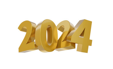 Happy new year 2024 design 3d render concept