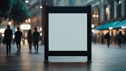 a white blank screen or signboard mockup for offers or advertisements in a public area.