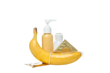 PNG, lubricant with fruit, isolated on white background.