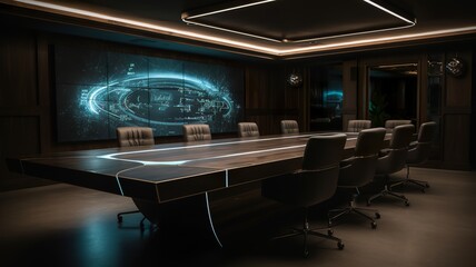 office full of cozy lights