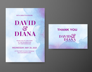 Wedding invitation with abstract watercolor background