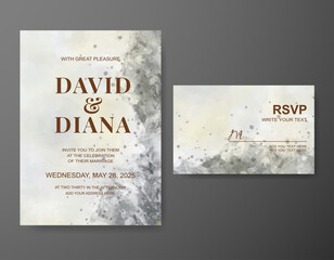 Wedding invitation with abstract watercolor background