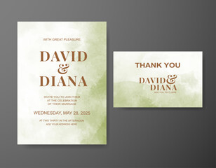 Wedding invitation with abstract watercolor background