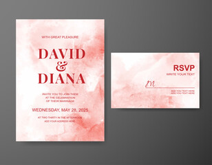 Wedding invitation with abstract watercolor background