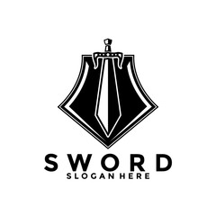 Sword and shield perfect logo vector template. Sword logo icon design