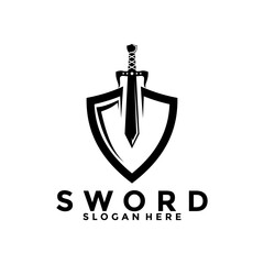 Sword and shield perfect logo vector template. Sword logo icon design