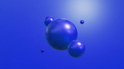 Skin serum, collagen or vitamin concept on blue background. Molecule sphere on blue background. Blue sphere. Medical concept.