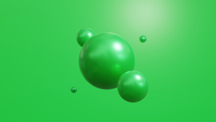 Skin serum, collagen or vitamin concept on green background. Molecule sphere on green background. Green sphere. Medical concept.