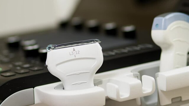 Close-up photo of an ultrasound scanner. Diagnostics. Sonography. Modern ultrasound machine.