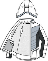 Outerwear Design and Vector Illustrations: Coats, Snow Jackets, and Waterproof Garments, Hooded coat © DeepPurple