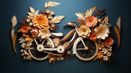 Poster artistic bicycle with flowers made of paper © senadesign