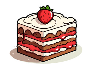 Doodle Layered cake, cartoon sticker, sketch, vector, Illustration, minimalistic