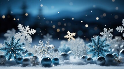 Fototapeta na wymiar Christmas Snowflakes Card Banner , Merry Christmas Background , Hd Background